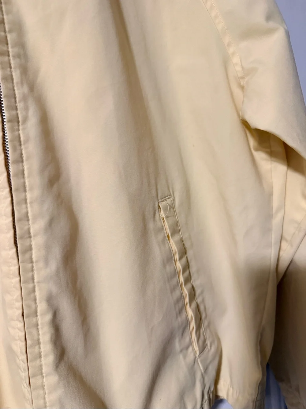 Vintage Men’s Sz L Butter Yellow Zip-Front Jacket Harrington Style Retro Bomber